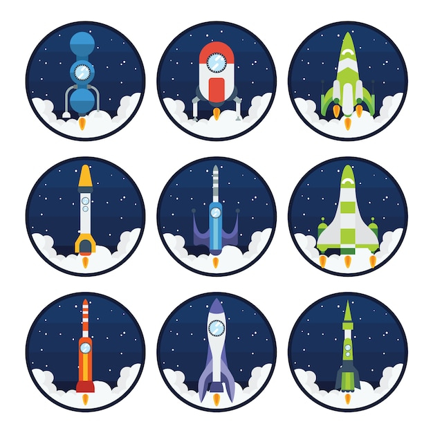 icon,icons,space,color,rocket,colour,spaceship,icon set,collection,set,colored,coloured