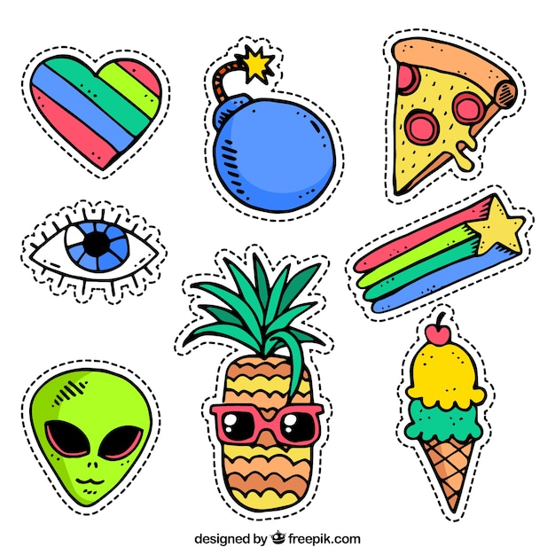 heart,hand,cartoon,sticker,sun,pizza,comic,hand drawn,ice cream,art,eye,colorful,glasses,pop art,ice,drawing,modern,stickers,fun,funny