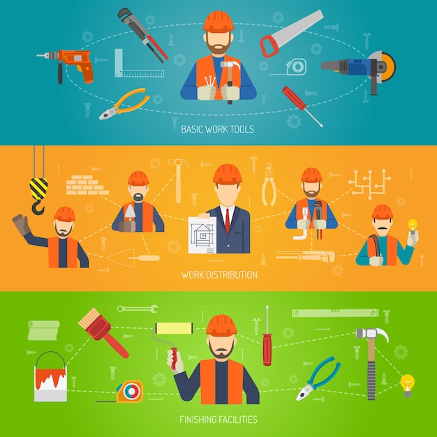 banner,character,construction,work,avatar,hat,worker,industry,decorative,group,engineer,cart,hammer,knife,tool,wrench,construction worker,measure,level,saw