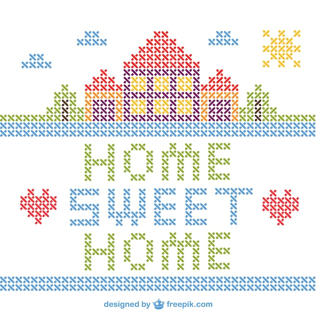 Free: Cross stitch home sweet home vector - nohat.cc