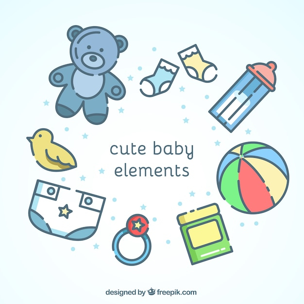baby,design,baby shower,cute,celebration,bear,child,bottle,flat,new,elements,ball,flat design,announcement,teddy bear,shower,socks,birth,teddy