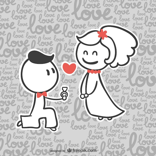 Free: Cute cartoon wedding template 
