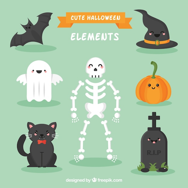 party,halloween,cat,cute,celebration,holiday,elements,pumpkin,ghost,witch,skeleton,horror,lovely,bat,scary,october,evil,grave,spooky