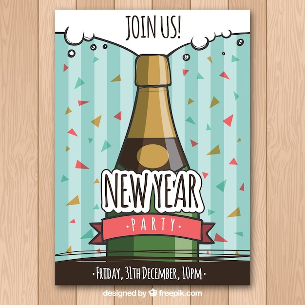 brochure,flyer,poster,happy new year,new year,music,party,hand,template,brochure template,hand drawn,party poster,leaflet,cute,dance,celebration,happy,confetti,holiday,event