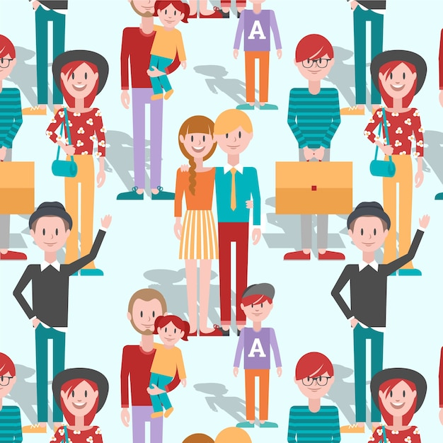 background,pattern,people,design,man,character,cute,colorful,human,couple,backdrop,flat,friends,decoration,boy,flat design,decorative,father,mosaic,characters