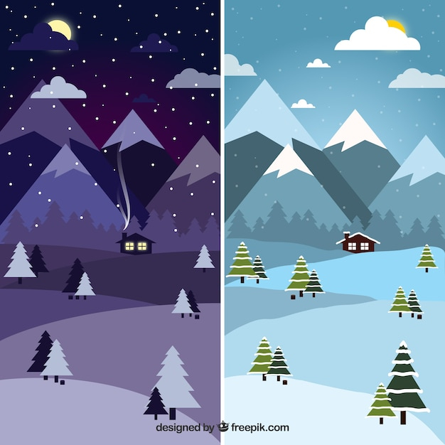 winter,snow,nature,mountain,forest,night,natural,day,hut,snowy