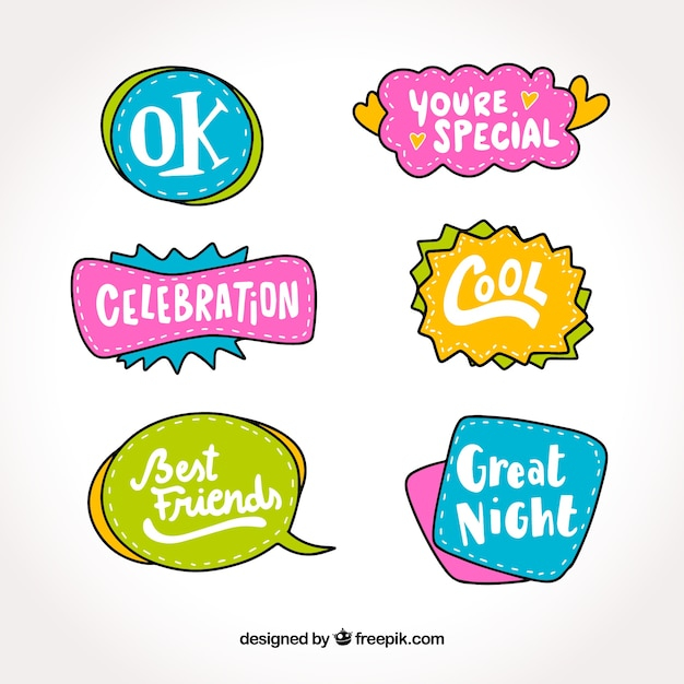hand,sticker,speech bubble,hand drawn,bubble,labels,decoration,drawing,stickers,decorative,speech,cool,words,drawn,collection
