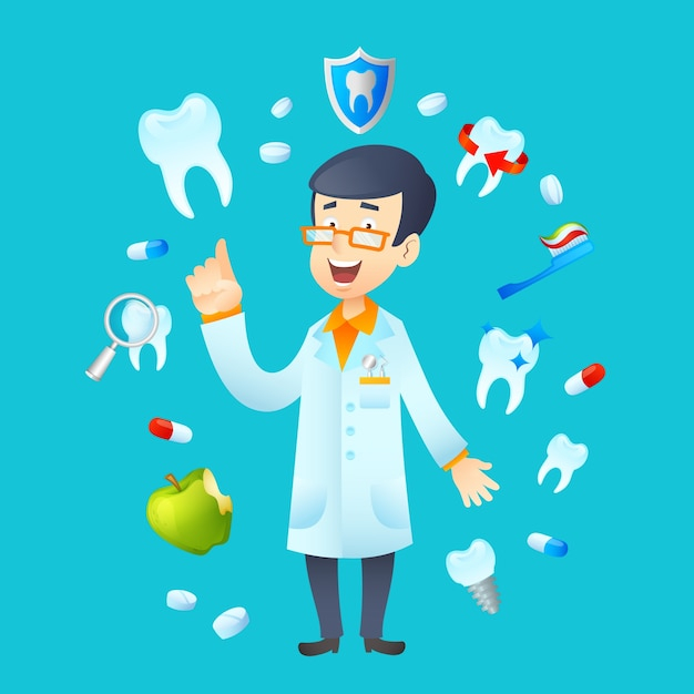  design, medical, character, cartoon, doctor, health, icons, smile, avatar, medicine, tools, dental, elements, teeth, mouth, dentist, chair, illustration, tooth