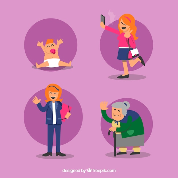 people,baby,design,family,mother,flat,flat design,old,life,female,young,characters,grandmother,parents,up,grandparents,grow,pack,relationship,grandma