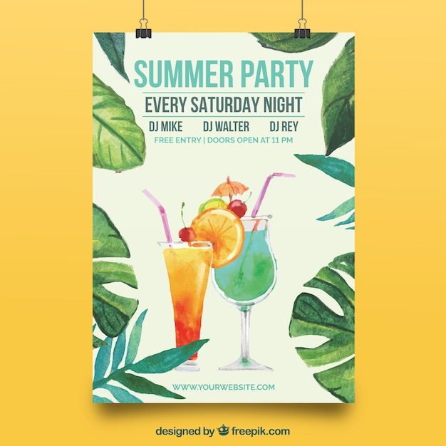  brochure, flyer, poster, watercolor, party, summer, template, brochure template, fruit, party poster, leaflet, leaves, celebration, event, festival, tropical, flyer template, stationery, elegant, party flyer