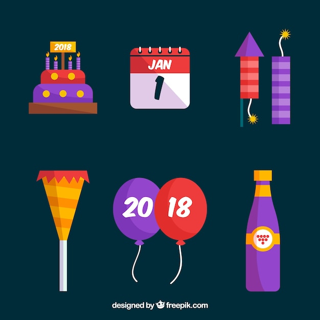 happy new year,new year,party,design,celebration,happy,holiday,event,happy holidays,flat,new,balloons,flat design,december,celebrate,fiesta,year,festive,season,2018