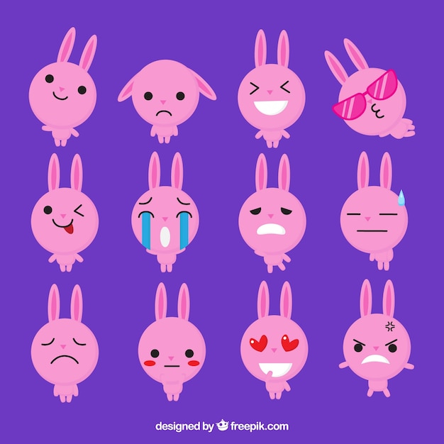design,animal,face,cute,smile,happy,flat,emoticon,rabbit,smiley,flat design,fun,funny,bunny,emotion,cute animals,expression,happy face,laugh,collection