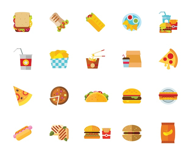  food, coffee, design, icon, restaurant, dog, pizza, chicken, flat, burger, drink, fast food, plate, ball, vegetable, flat design, cheese, sandwich
