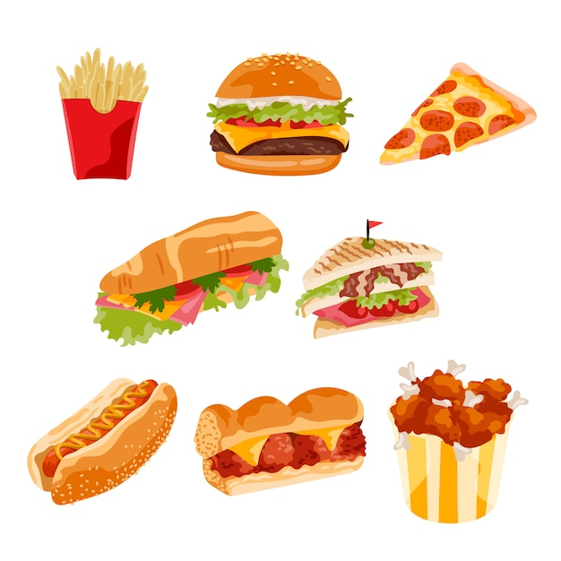  food, dog, pizza, chicken, burger, fast food, meat, ball, cheese, wing, sandwich, tomato, bone, club, fast, hot dog, bucket, french fries, jam, french