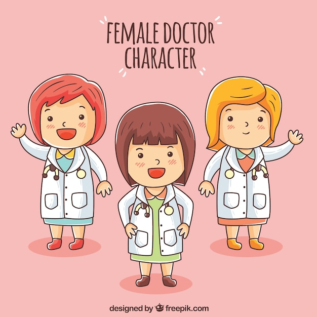 Free: Female doctor character with childish style 