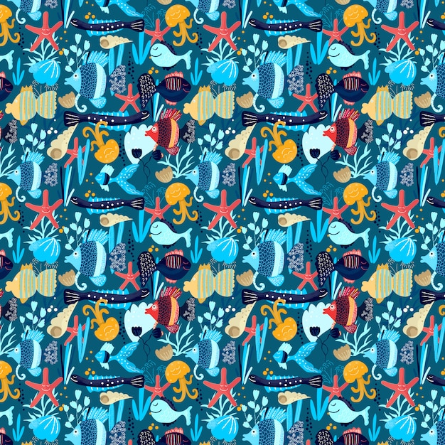 background,pattern,kids,blue,sea,fish,cute,child,backdrop,decoration,ocean,pattern background,decorative,mosaic,marine,seamless,loop,childhood,fishes