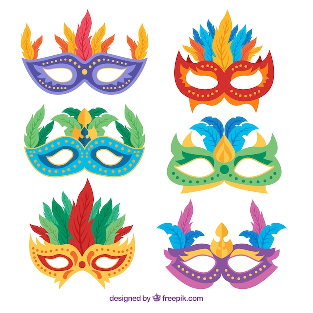 party,design,ornaments,celebration,holiday,event,festival,carnival,flat,colors,mask,flat design,carnaval,masquerade,feathers,entertainment,pack,costume,collection,set