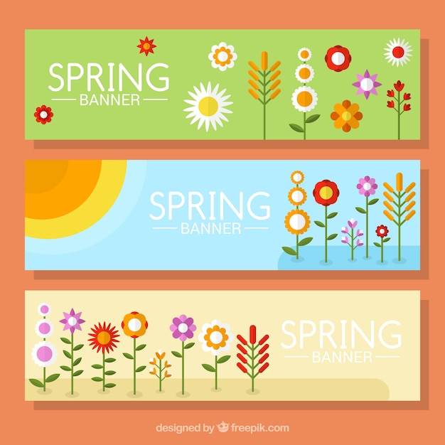banner,flower,floral,flowers,design,nature,sun,banners,spring,flat,plant,natural,flat design,banner design,blossom,daisy,beautiful,season,spring flowers,collection
