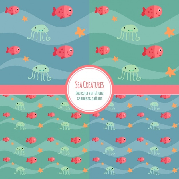 Free: Four patterns with ocean animals 