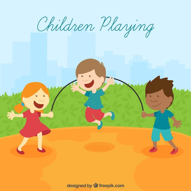 background,kids,design,children,color,happy,kid,child,human,person,flat,colorful background,park,rope,flat design,fun,funny,characters,jump,entertainment