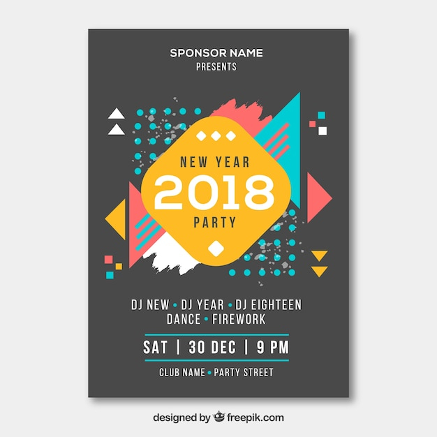 brochure,flyer,poster,happy new year,new year,music,party,template,geometric,brochure template,party poster,leaflet,dance,celebration,happy,holiday,colorful,event,festival,flyer template
