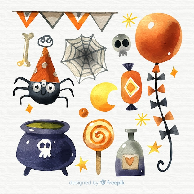 watercolor,tree,party,hand,halloween,cat,hand drawn,skull,celebration,black,moon,eye,holiday,owl,monster,elements,pumpkin,walking,ghost,witch