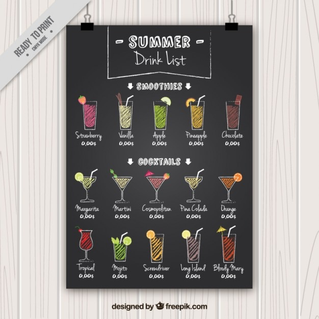  poster, menu, hand, summer, hand drawn, blackboard, tropical, bar, glass, drink, drawing, cocktail, list, drinks, doodles, alcohol, drawn, cocktails, smoothie, sketchy