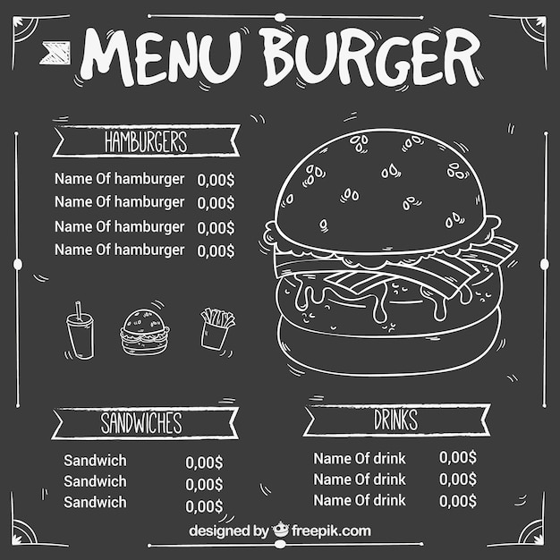 food,menu,hand,hand drawn,blackboard,burger,fast food,drawing,food menu,cheese,eat,hamburger,tomato,lunch,fast,snack,meal,handdrawn,drawn,sketchy