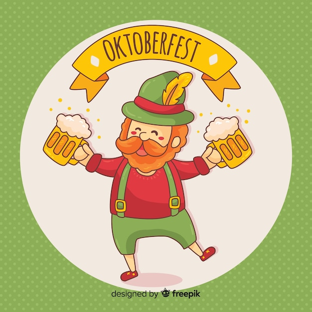  food, people, party, hand, man, beer, hand drawn, autumn, dance, celebration, happy, bear, holiday, festival, happy holidays, bar, glass, drink, hat, fall