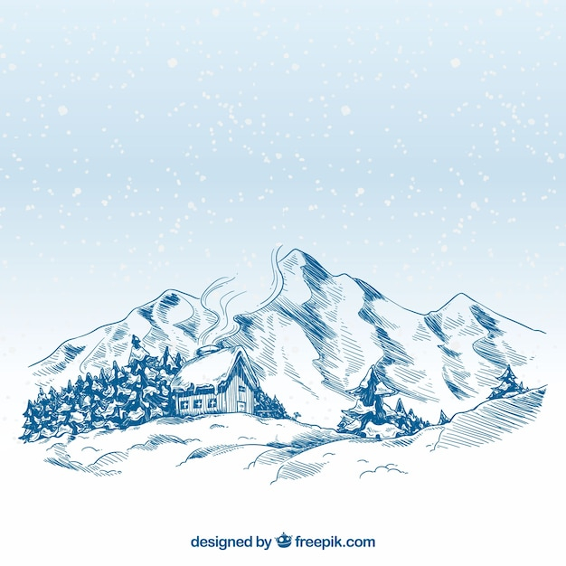winter,snow,hand,nature,mountain,hand drawn,landscape,sketch,trees,december,mountains,cold,season,drawn,winter tree,seasonal