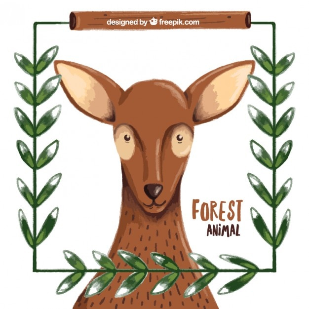 frame,watercolor,hand,nature,character,animal,forest,cute,leaves,animals,deer,decorative,cute animals,story,hand painted,lovely,wild,pretty,nice,wildlife
