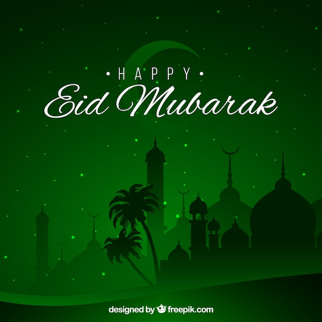 Free: Happy eid mubarak background green design 