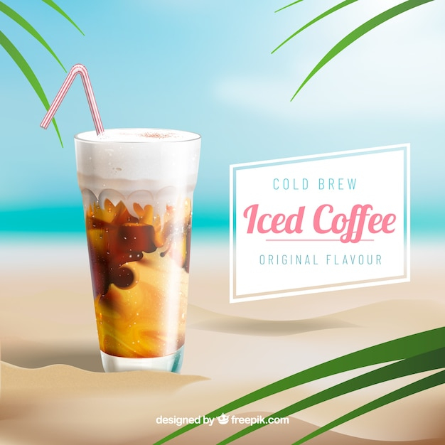  background, coffee, summer, beach, marketing, ice, drink, package, summer background, summer beach, ad, blur background, style, coffee background, beverage, blurred, realistic, commercial, brewery, summertime