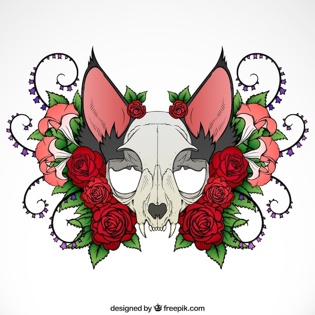 floral,flowers,hand,dog,nature,animal,hand drawn,ornaments,skull,roses,decoration,drawing,floral ornaments,illustration,decorative,ornamental,skeleton,drawn,gothic,sketchy
