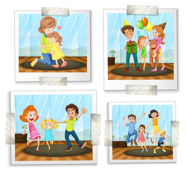 party,family,happy,child,boy,drawing,illustration,photos,four