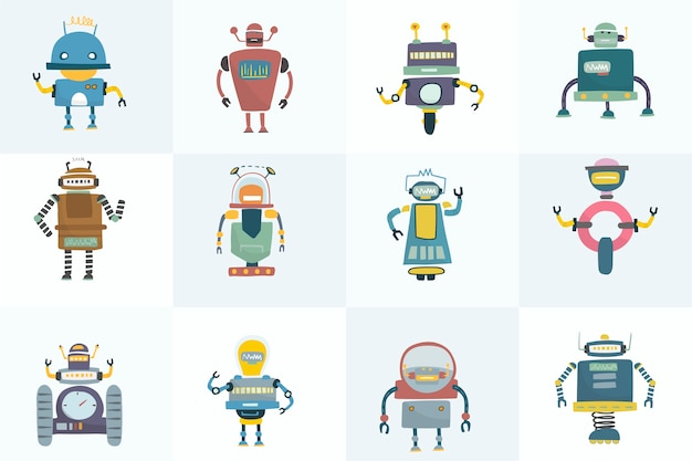  technology, icon, character, graphic, robot, illustration, innovation, machine, android, mechanical, icon set, collection, ai, automation, set, robotic, cyborg