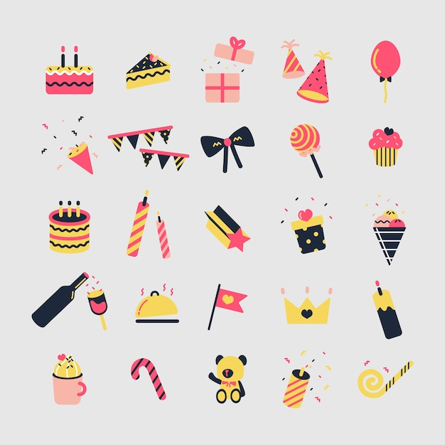  birthday, happy birthday, party, icon, gift, cake, anniversary, icons, celebration, graphic, present, balloons, birthday cake, illustration, symbol, birthday party, surprise, happiness, icon set, happy anniversary