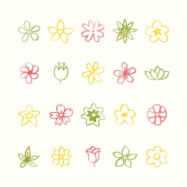 flower,floral,icon,leaf,green,nature,red,rose,icons,garden,graphic,white,plant,decoration,natural,environment,illustration,ecology,doodles,fresh