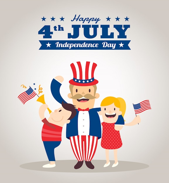 Free: Independence day illustration with uncle sam cartoon 