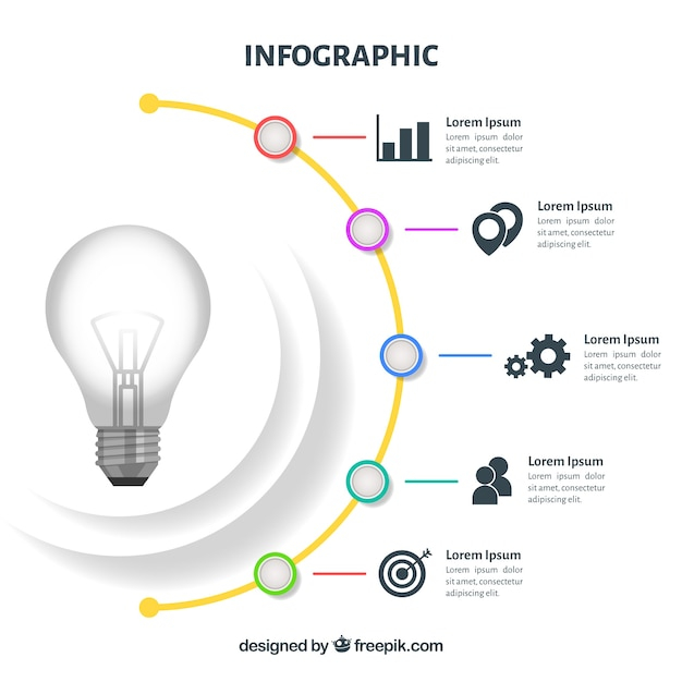  infographic, design, template, light, infographics, chart, marketing, graph, flat, light bulb, bulb, process, infographic template, data, information, info, flat design, graphics, growth, info graphic
