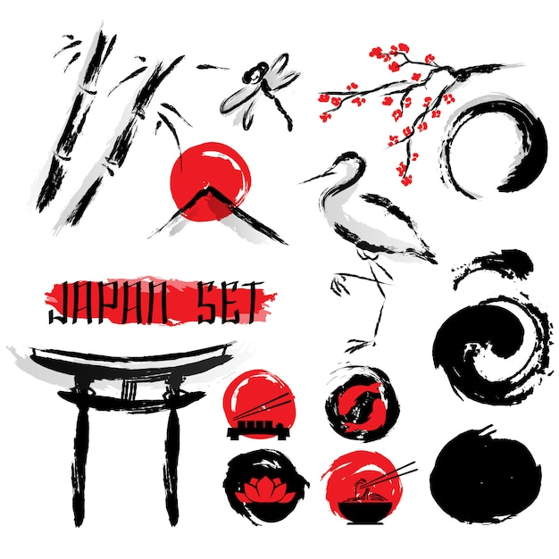 abstract,water,icon,wave,red,brush,icons,black,backdrop,decoration,ink,japanese,drawing,paint brush,pictogram,bamboo,painting,symbol,culture,traditional