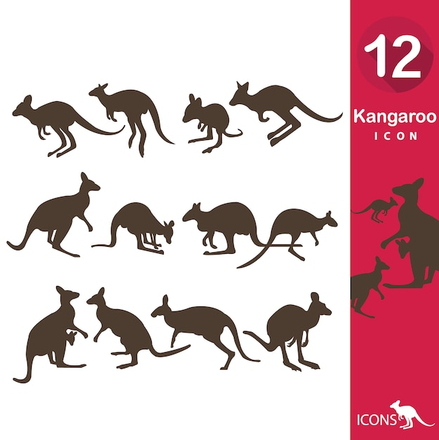 icon,animal,icons,animals,silhouette,silhouettes,icon set,kangaroo,collection,animal silhouettes,set
