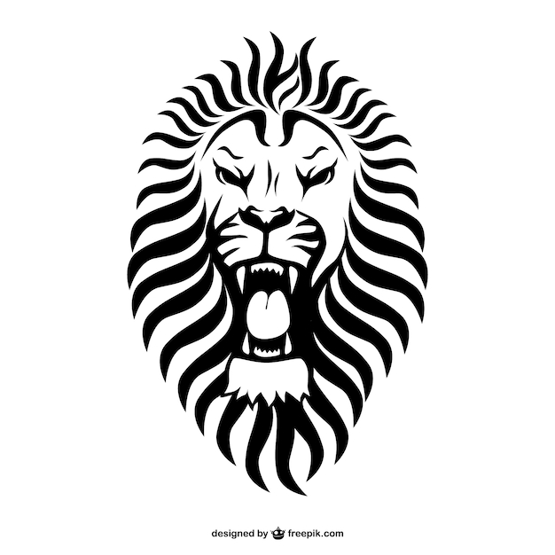 Free: Lion tribal tattoo design 