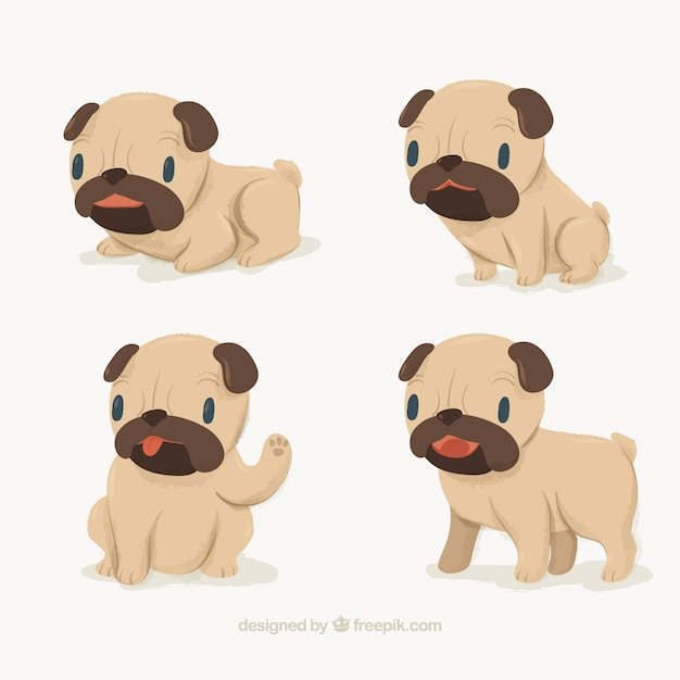 design,dog,animal,cute,colorful,flat,pet,flat design,fun,funny,cute animals,lovely,puppy,pack,pug,collection,set,puppies,domestic,breed