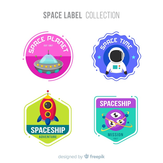  label, design, badge, space, stars, flat, rocket, galaxy, planet, flat design, emblem, universe, astronaut, flight, spaceship, satellite, lovely, pack, mission, launch