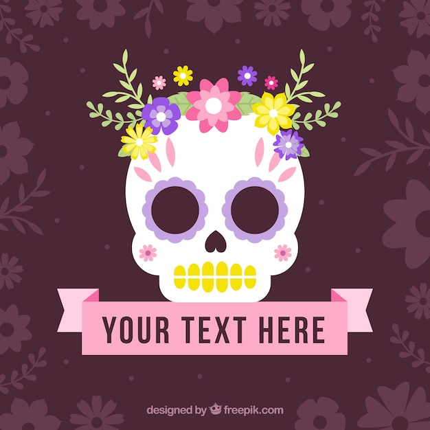 background,flower,ribbon,floral,flowers,design,halloween,skull,celebration,holiday,flat,floral ornaments,mexico,mexican,flat design,decorative,ornamental,celebrate,culture,traditional