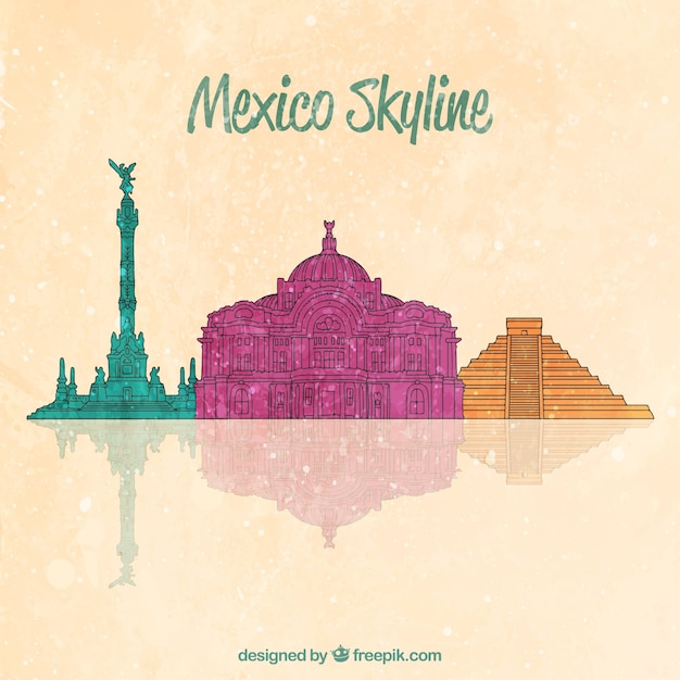 background,design,city,backdrop,flat,mexico,mexican,buildings,flat design,skyline,cityscape,country,city skyline,city buildings,monuments,mexico city,lineal