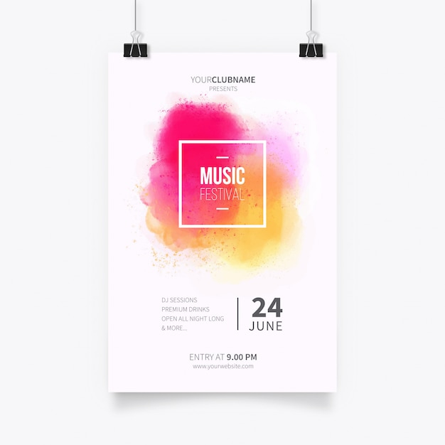  banner, brochure, frame, flyer, poster, watercolor, music, abstract, party, summer, template, brochure template, pink, splash, party poster, shapes, celebration, festival, flyer template, stationery