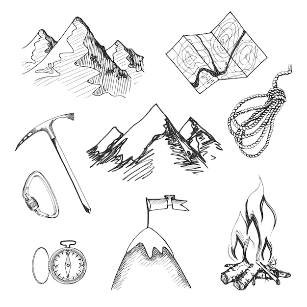 technology,icon,map,nature,mountain,flag,website,internet,rope,compass,camping,illustration,emblem,decorative,symbol,climbing,set,campfire,isolated