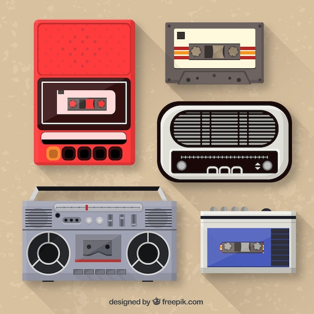 vintage,music,retro,radio,illustration,media,vintage retro,cassette,player,collection,players